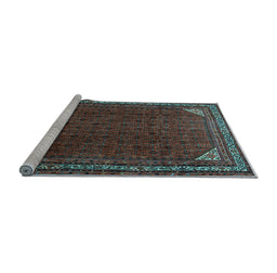 Sideview of Machine Washable Persian Light Blue Traditional Rug, wshtr1389lblu