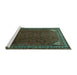 Sideview of Machine Washable Persian Turquoise Traditional Area Rugs, wshtr1389turq