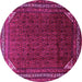 Round Machine Washable Persian Pink Traditional Rug, wshtr1389pnk