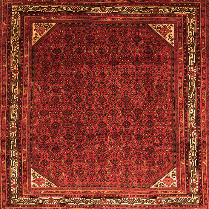 Round Machine Washable Persian Orange Traditional Area Rugs, wshtr1389org