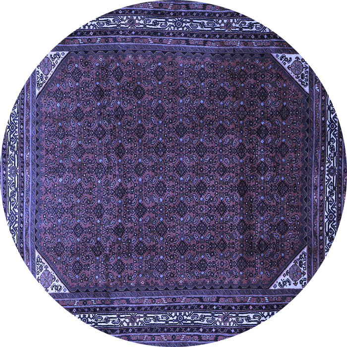Round Machine Washable Persian Blue Traditional Rug, wshtr1389blu