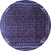 Round Machine Washable Persian Blue Traditional Rug, wshtr1389blu