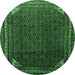 Round Persian Emerald Green Traditional Rug, tr1389emgrn