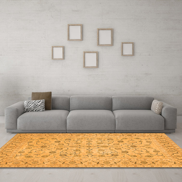 Machine Washable Persian Orange Traditional Area Rugs in a Living Room, wshtr138org