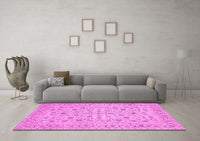 Machine Washable Persian Pink Traditional Rug, wshtr138pnk