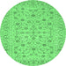 Round Persian Emerald Green Traditional Rug, tr138emgrn