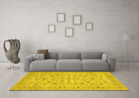 Machine Washable Persian Yellow Traditional Rug, wshtr138yw