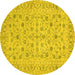 Round Persian Yellow Traditional Rug, tr138yw