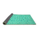 Sideview of Persian Turquoise Traditional Rug, tr138turq