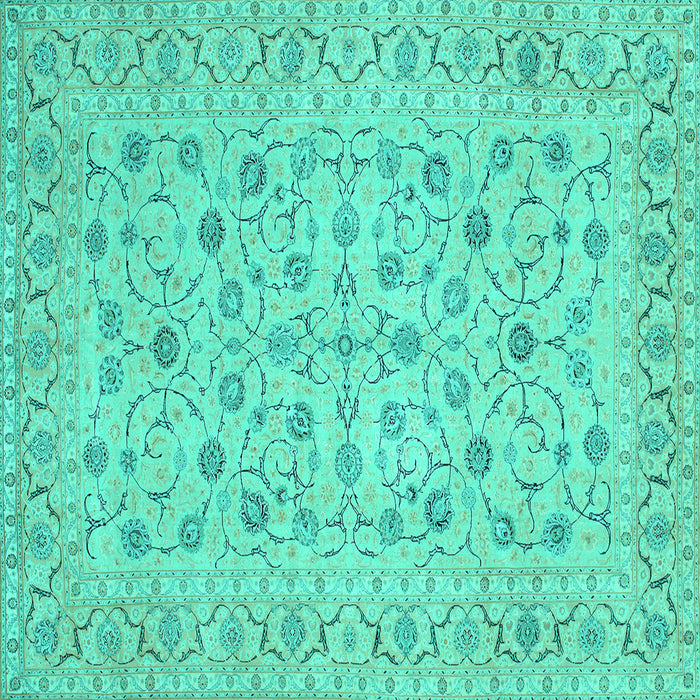 Square Machine Washable Persian Turquoise Traditional Area Rugs, wshtr138turq
