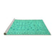 Sideview of Machine Washable Persian Turquoise Traditional Area Rugs, wshtr138turq