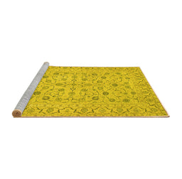 Sideview of Machine Washable Persian Yellow Traditional Rug, wshtr138yw