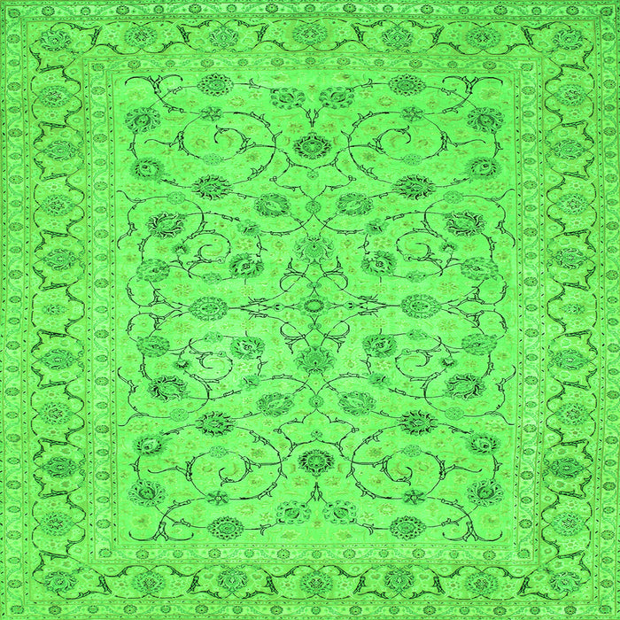 Round Machine Washable Persian Green Traditional Area Rugs, wshtr138grn