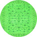 Square Persian Green Traditional Rug, tr138grn