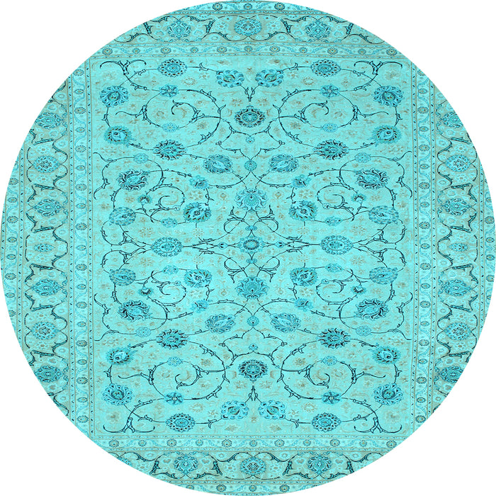 Round Machine Washable Persian Light Blue Traditional Rug, wshtr138lblu