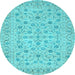 Round Machine Washable Persian Light Blue Traditional Rug, wshtr138lblu