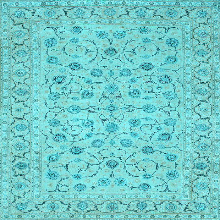 Square Machine Washable Persian Light Blue Traditional Rug, wshtr138lblu