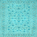 Square Machine Washable Persian Light Blue Traditional Rug, wshtr138lblu