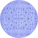 Round Machine Washable Persian Blue Traditional Rug, wshtr138blu