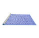 Sideview of Machine Washable Persian Blue Traditional Rug, wshtr138blu