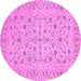 Round Machine Washable Persian Pink Traditional Rug, wshtr138pnk