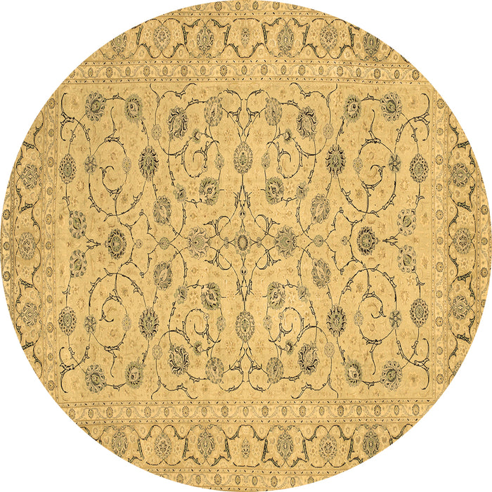 Round Persian Brown Traditional Rug, tr138brn