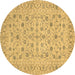 Round Persian Brown Traditional Rug, tr138brn