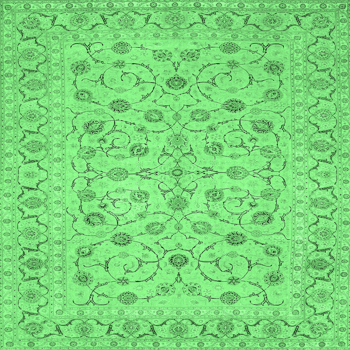 Square Persian Emerald Green Traditional Rug, tr138emgrn