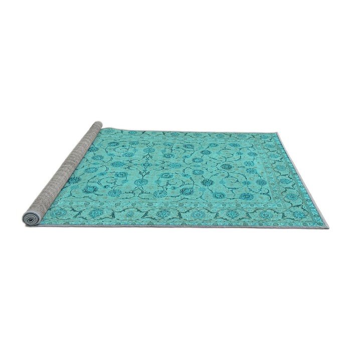 Sideview of Machine Washable Persian Light Blue Traditional Rug, wshtr138lblu