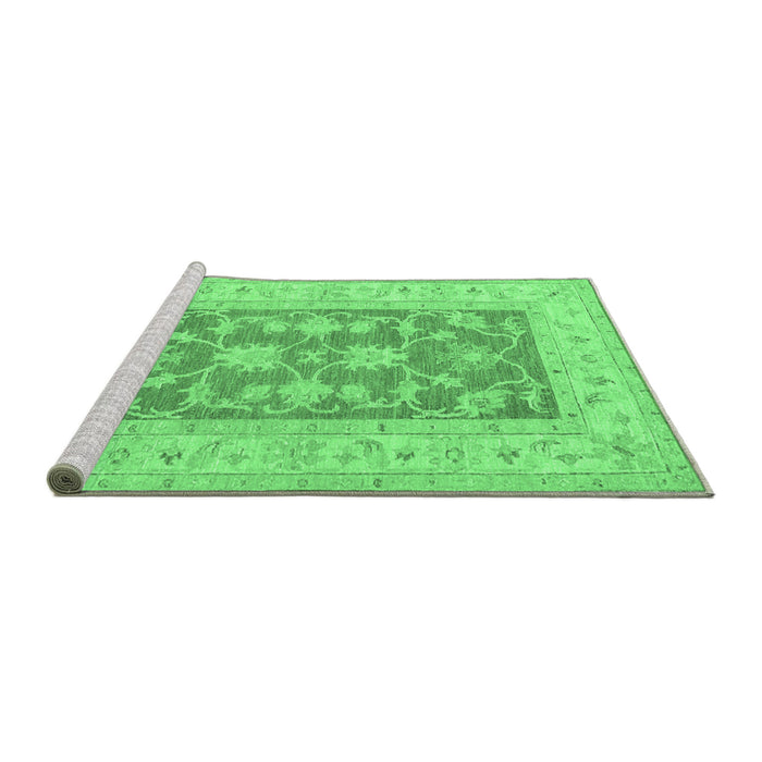 Sideview of Machine Washable Oriental Emerald Green Traditional Area Rugs, wshtr1390emgrn