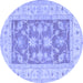 Round Oriental Blue Traditional Rug, tr1390blu