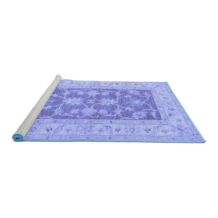 Sideview of Machine Washable Oriental Blue Traditional Rug, wshtr1390blu