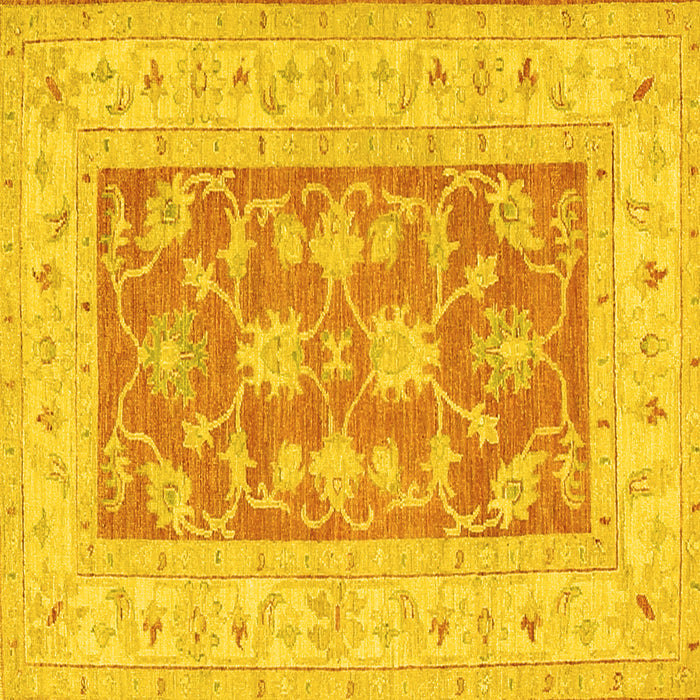 Square Machine Washable Oriental Yellow Traditional Rug, wshtr1390yw