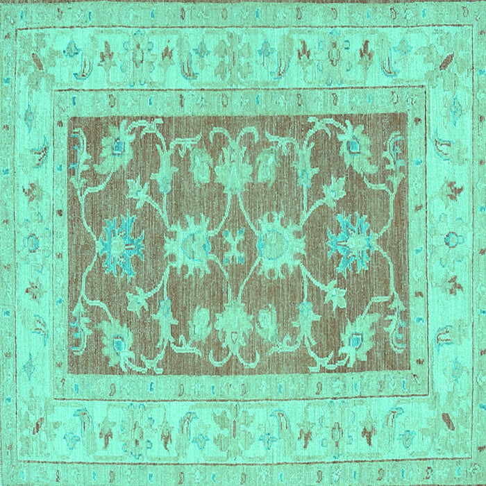 Square Machine Washable Oriental Turquoise Traditional Area Rugs, wshtr1390turq