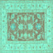 Square Oriental Turquoise Traditional Rug, tr1390turq