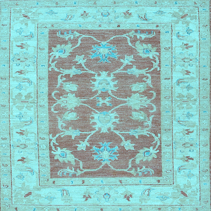 Square Machine Washable Oriental Light Blue Traditional Rug, wshtr1390lblu