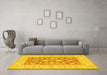 Machine Washable Oriental Yellow Traditional Rug in a Living Room, wshtr1390yw