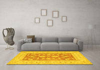 Machine Washable Oriental Yellow Traditional Rug, wshtr1390yw