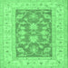 Square Oriental Emerald Green Traditional Rug, tr1390emgrn