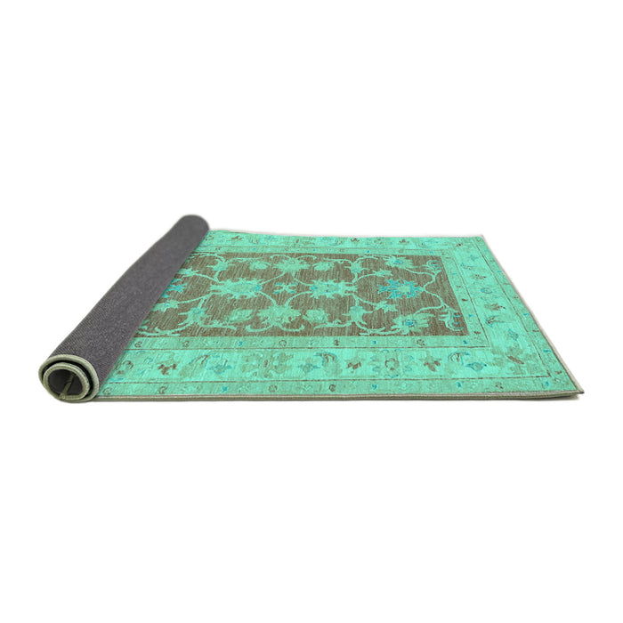 Sideview of Oriental Turquoise Traditional Rug, tr1390turq