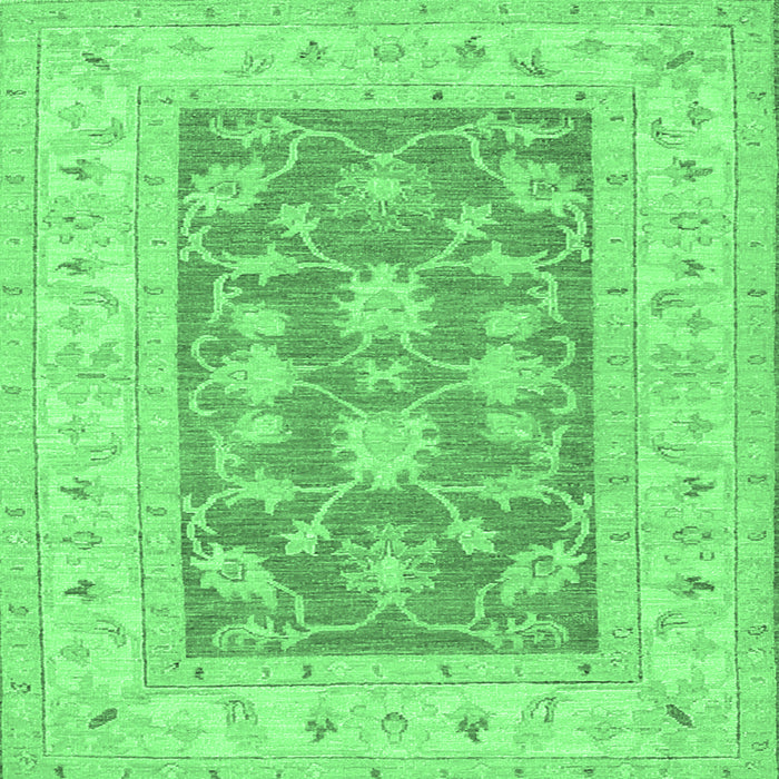 Square Machine Washable Oriental Emerald Green Traditional Area Rugs, wshtr1390emgrn