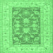 Square Machine Washable Oriental Emerald Green Traditional Area Rugs, wshtr1390emgrn