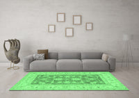 Machine Washable Oriental Emerald Green Traditional Rug, wshtr1390emgrn