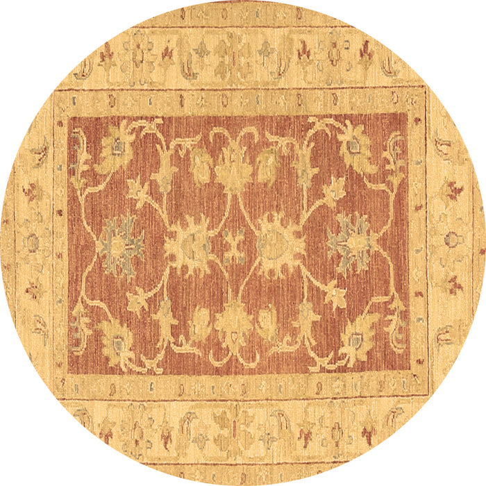 Round Oriental Brown Traditional Rug, tr1390brn