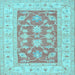 Square Oriental Light Blue Traditional Rug, tr1390lblu