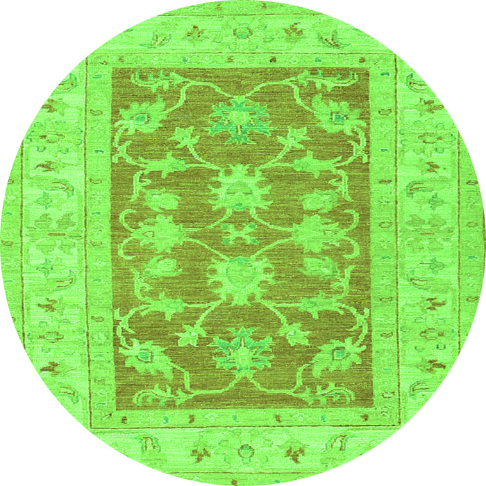 Square Oriental Green Traditional Rug, tr1390grn