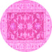 Round Oriental Pink Traditional Rug, tr1390pnk