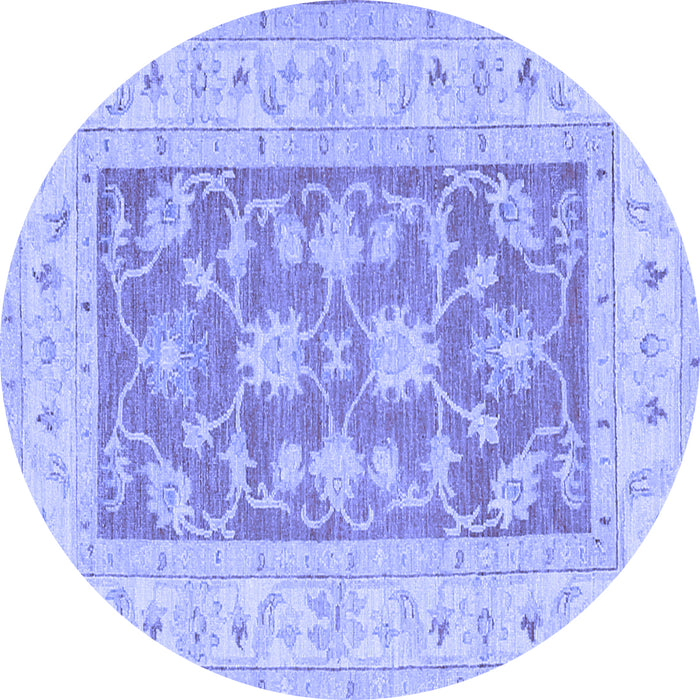 Round Machine Washable Oriental Blue Traditional Rug, wshtr1390blu