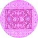 Round Oriental Purple Traditional Rug, tr1390pur