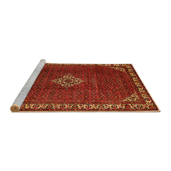 Sideview of Machine Washable Traditional Mahogany Brown Rug, wshtr1391
